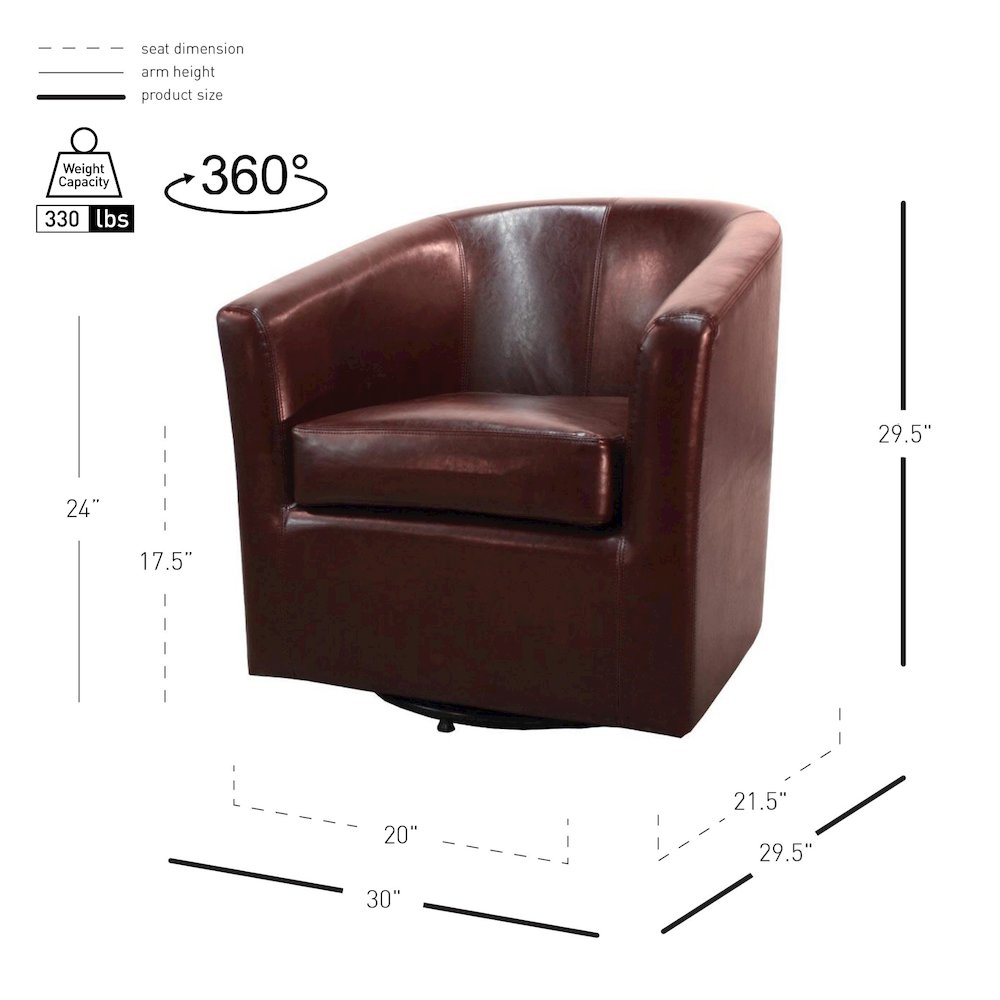 Hayden Bonded Leather Swivel Accent Arm Chair. Picture 1