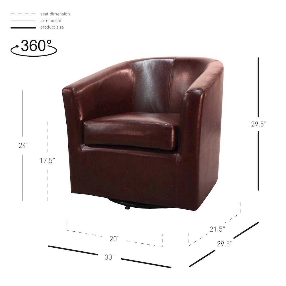 Hayden Bonded Leather Swivel Accent Arm Chair. Picture 2