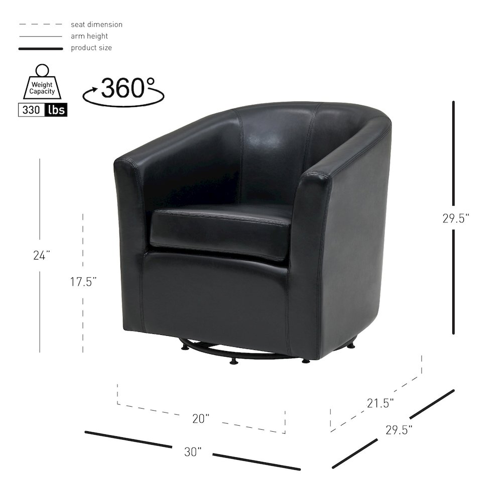 Hayden Bonded Leather Swivel Accent Arm Chair. Picture 7