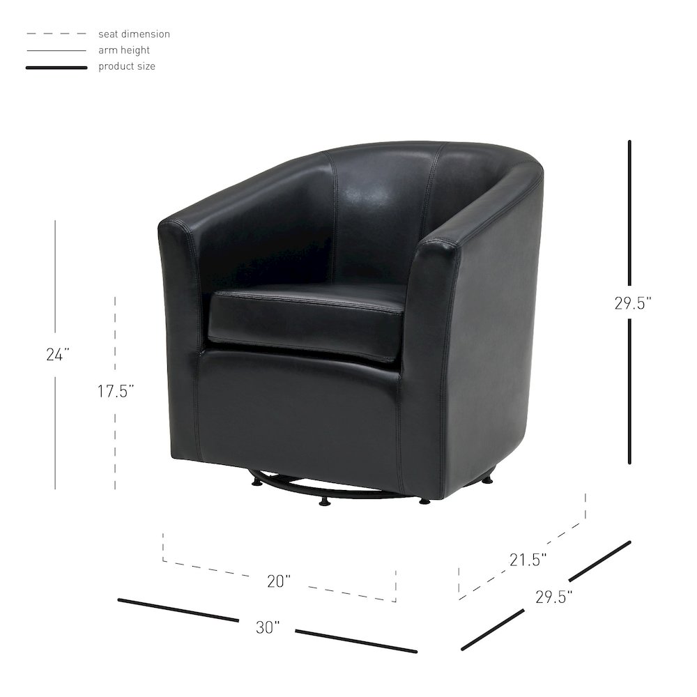Hayden Bonded Leather Swivel Accent Arm Chair. Picture 8