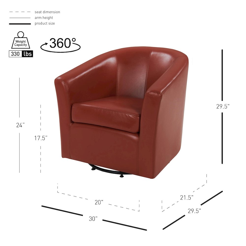 Hayden Bonded Leather Swivel Accent Arm Chair. Picture 5