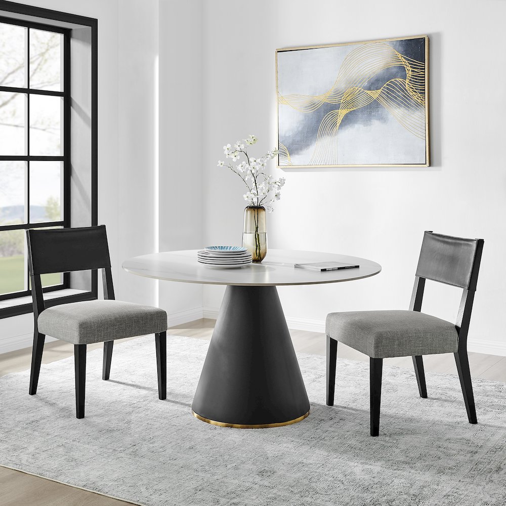 Geneva Ceramic Top 51" Round Dining Table w/ Gold Trim. Picture 8
