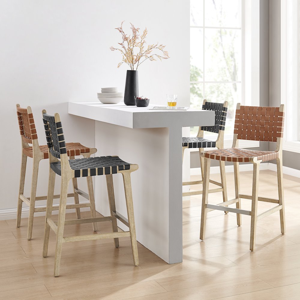 Marco Faux Leather Counter Stool Drift Wood Frame. Picture 10