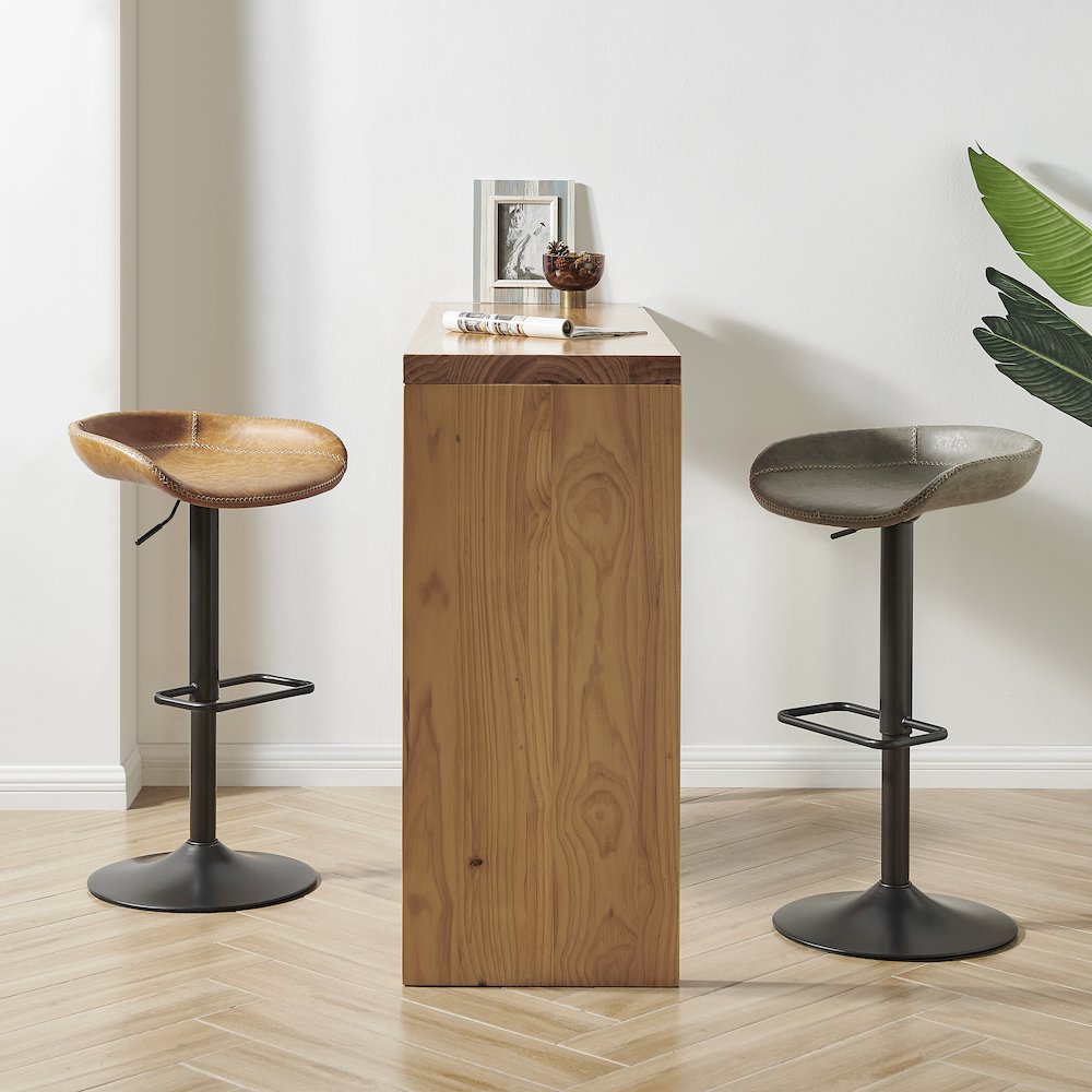 Rogue Faux Leather Gaslift Swivel Bar Stool, (Set of 2). Picture 6