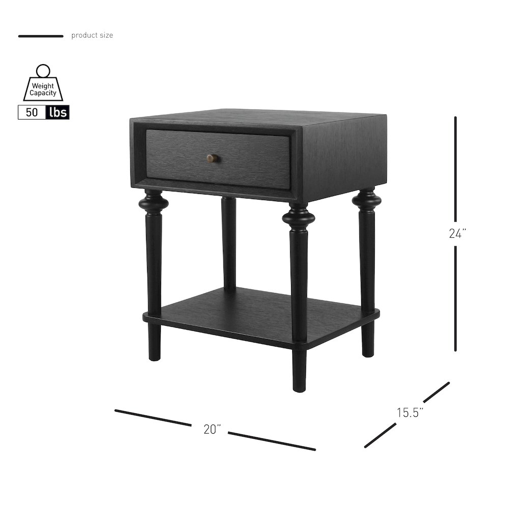 Romilda 1-Drawer Accent Table - Black. Picture 14