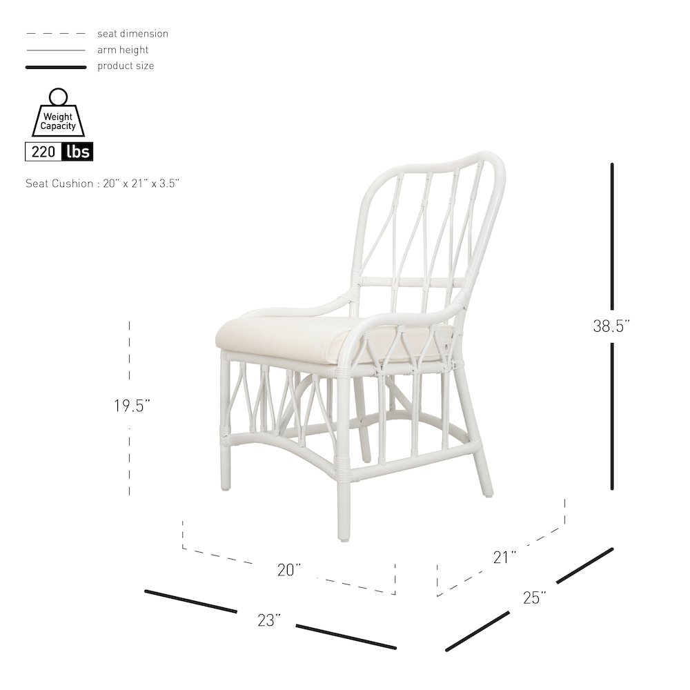 Ayanna Rattan Dining Side Chair - White. Picture 12
