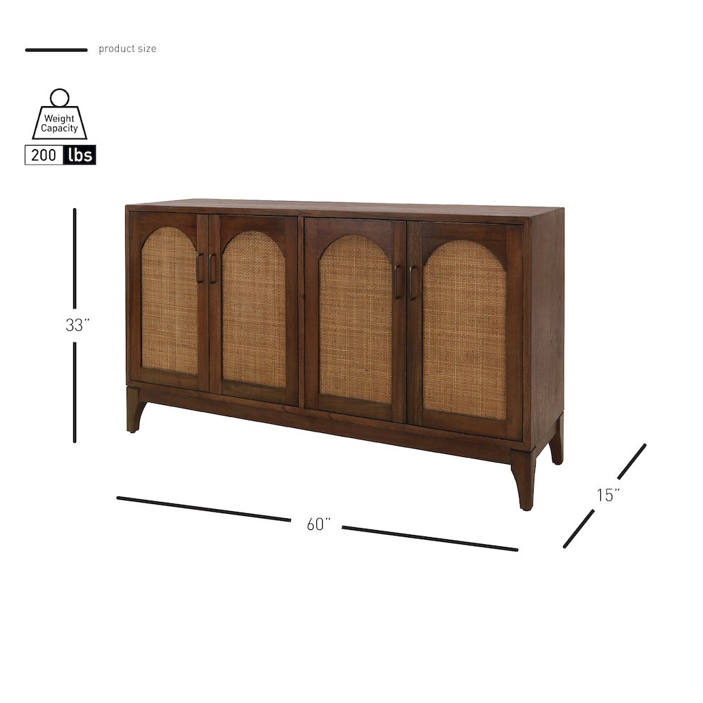 Chantilly 4-Door Buffet - Walnut. Picture 13