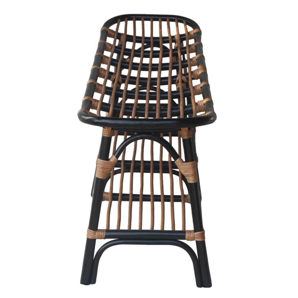 Damara Rattan Bench w/ Shelf. Picture 3