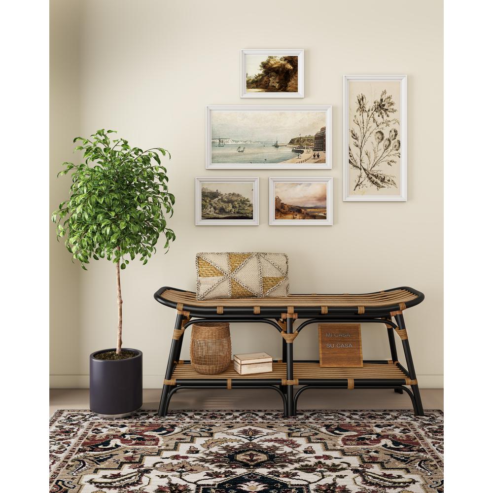 Damara Rattan Bench w/ Shelf. Picture 5