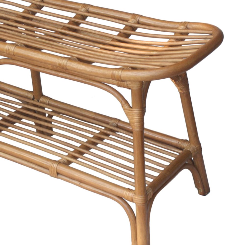 Damara Rattan Bench w/ Shelf. Picture 3