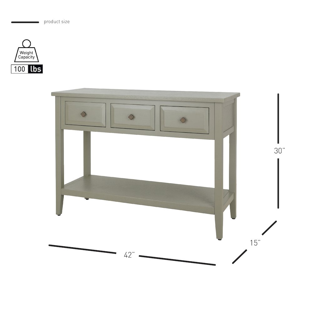 Wexford 3-Drawer Console Table - Sage Green. Picture 13