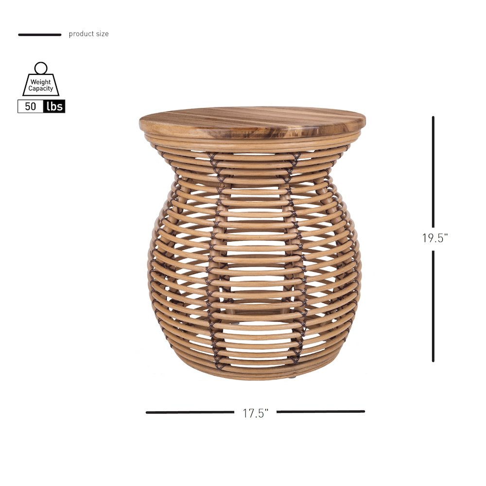 Quito Rattan Side/ End Table  w/ Wood Top. Picture 6
