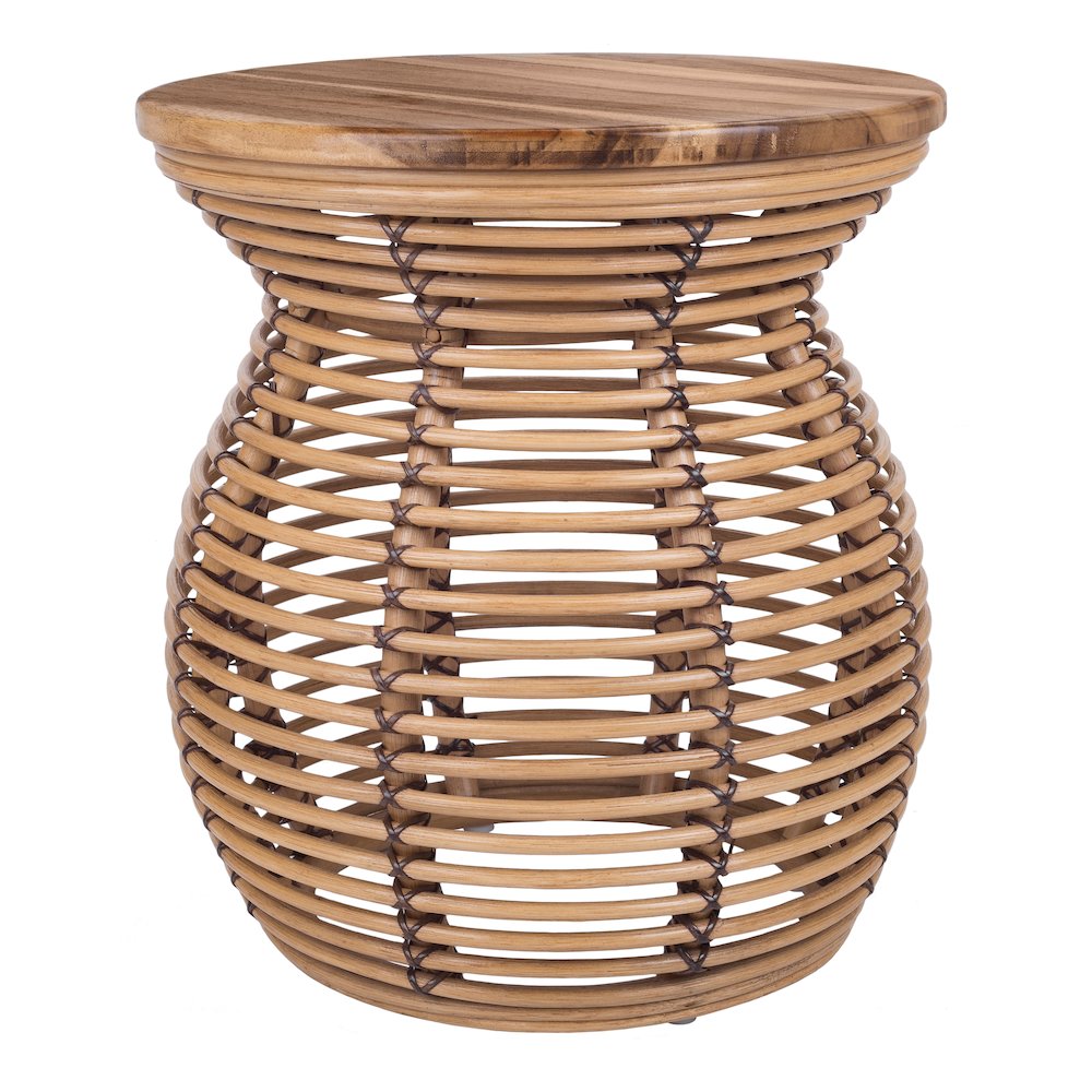 Quito Rattan Side/ End Table  w/ Wood Top. Picture 1