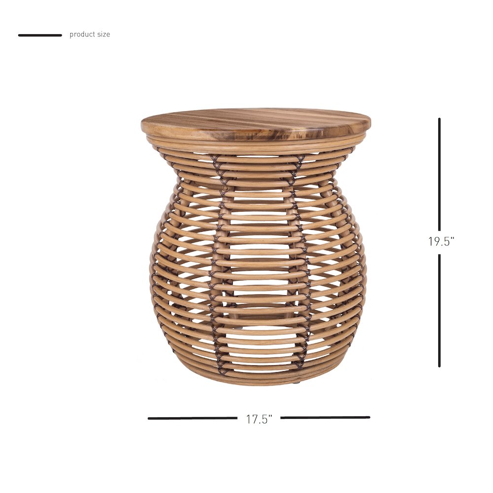 Quito Rattan Side/ End Table  w/ Wood Top. Picture 7