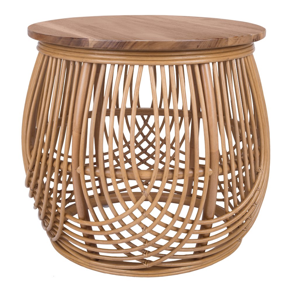 Arlo Rattan Side/ End Table w/ Wood Top. Picture 1