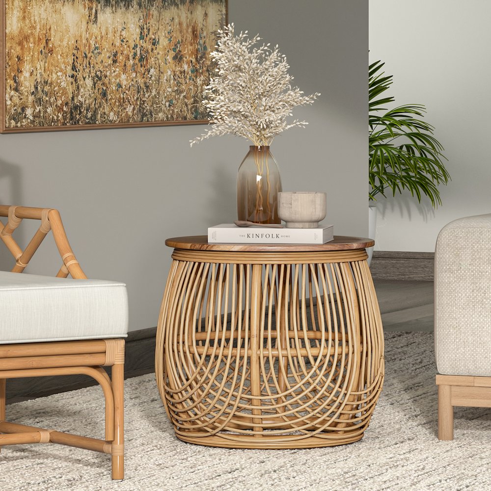 Arlo Rattan Side/ End Table w/ Wood Top. Picture 5