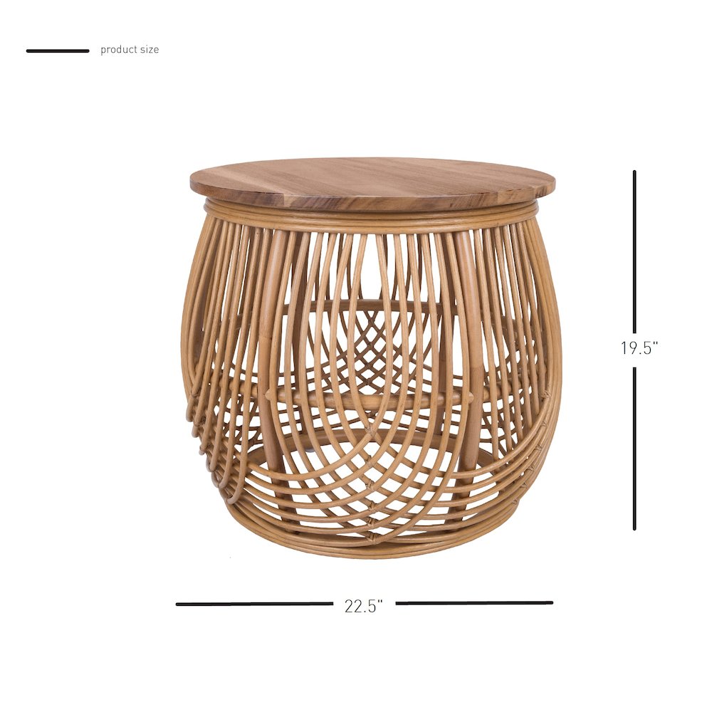 Arlo Rattan Side/ End Table w/ Wood Top. Picture 7