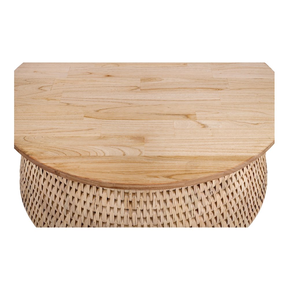 Kamari Rattan Coffee Table w/ Wood Top. Picture 3