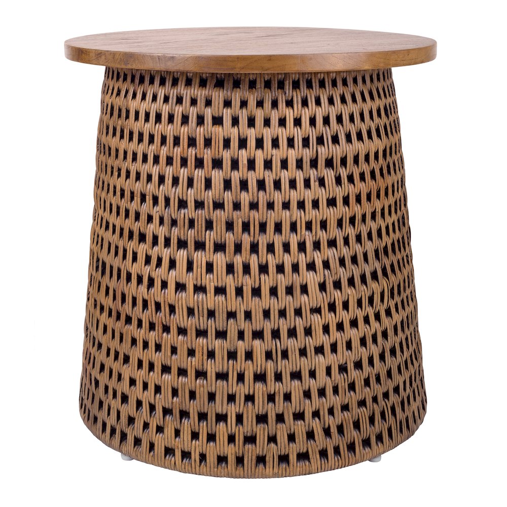 Kamari Rattan Side/End Table w/ Wood Top - Thumbnail 2
