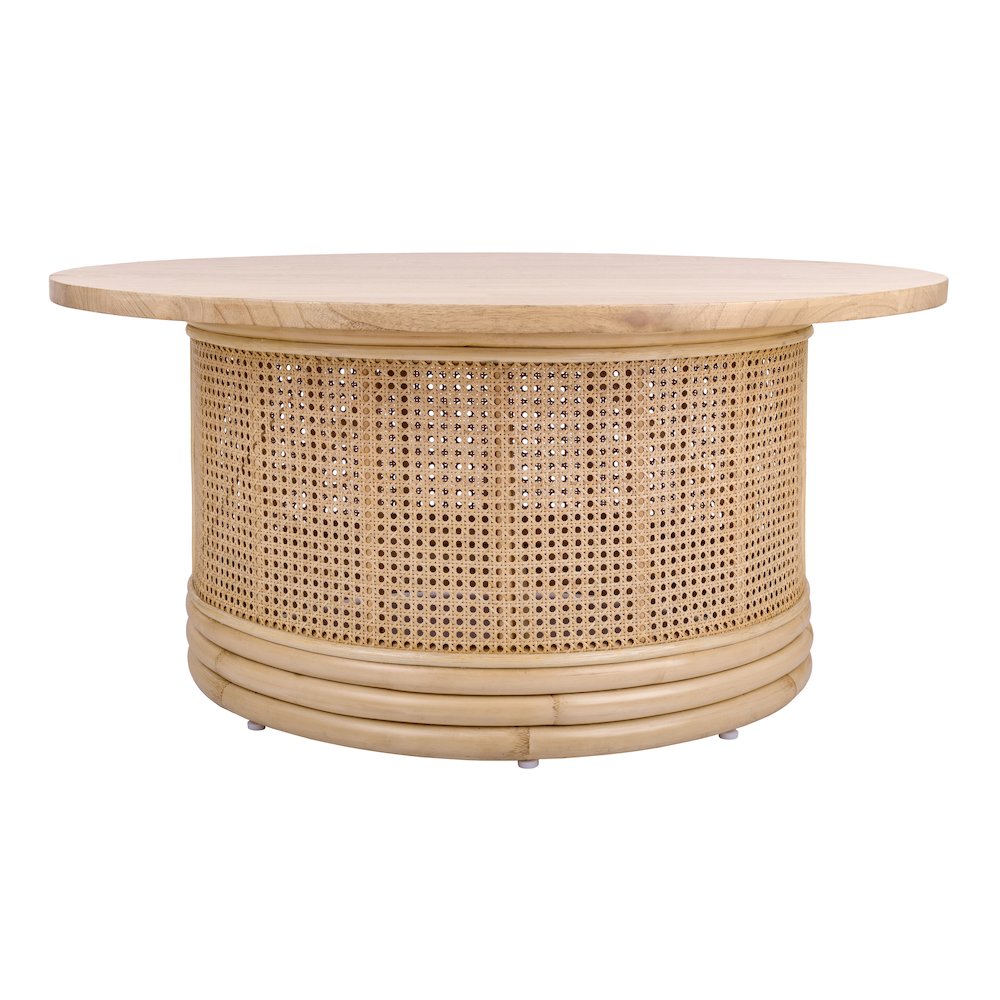 Brisa Rattan Coffee Table w/ Wood Top - Thumbnail 2