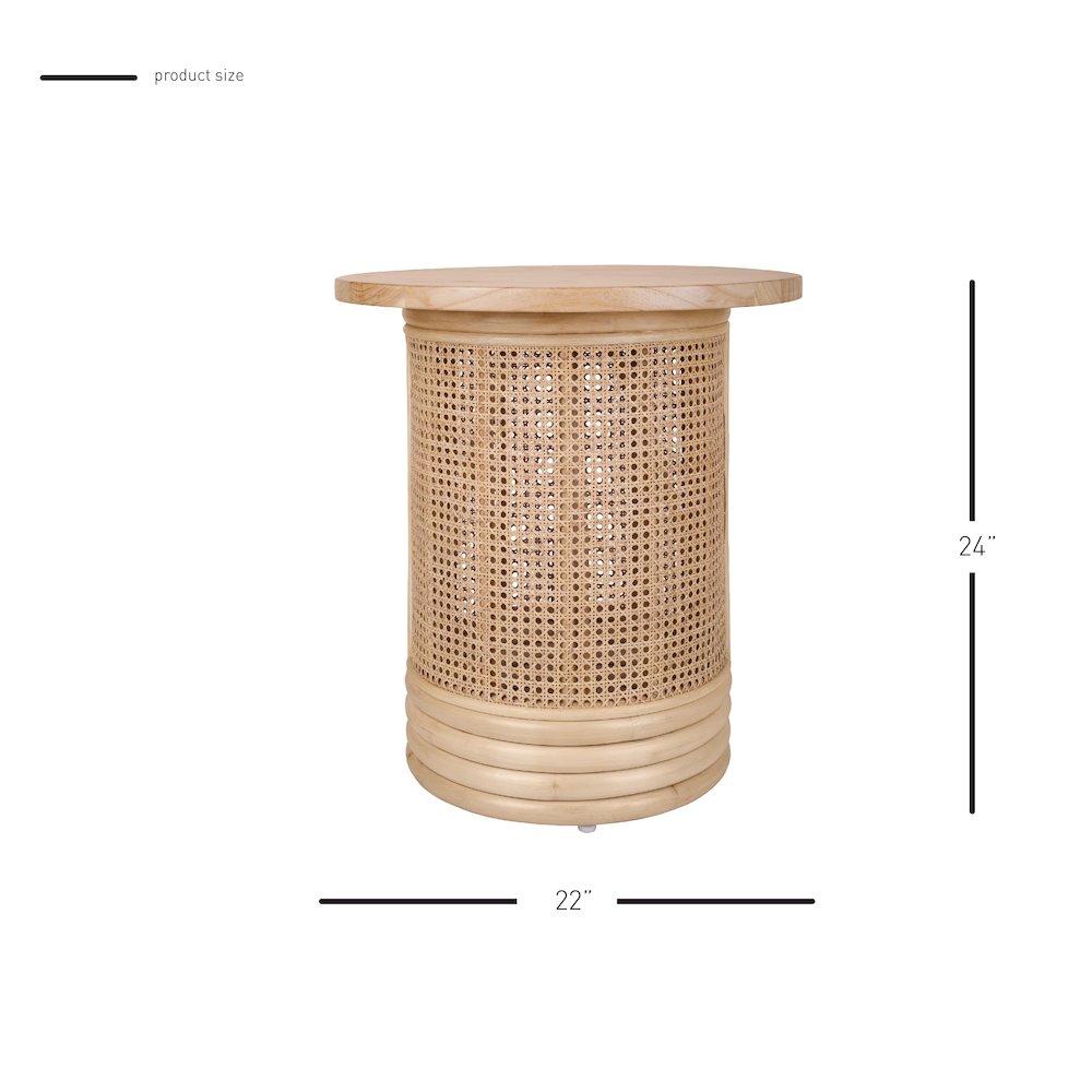 Brisa Rattan Side/End Table w/ Wood Top - Thumbnail 4