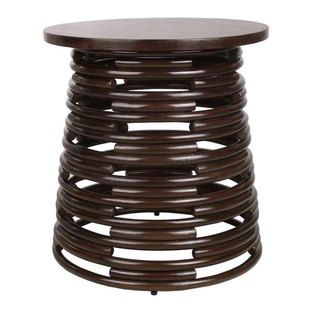 Zeke Rattan Side/End Table with Wood Top. Picture 1