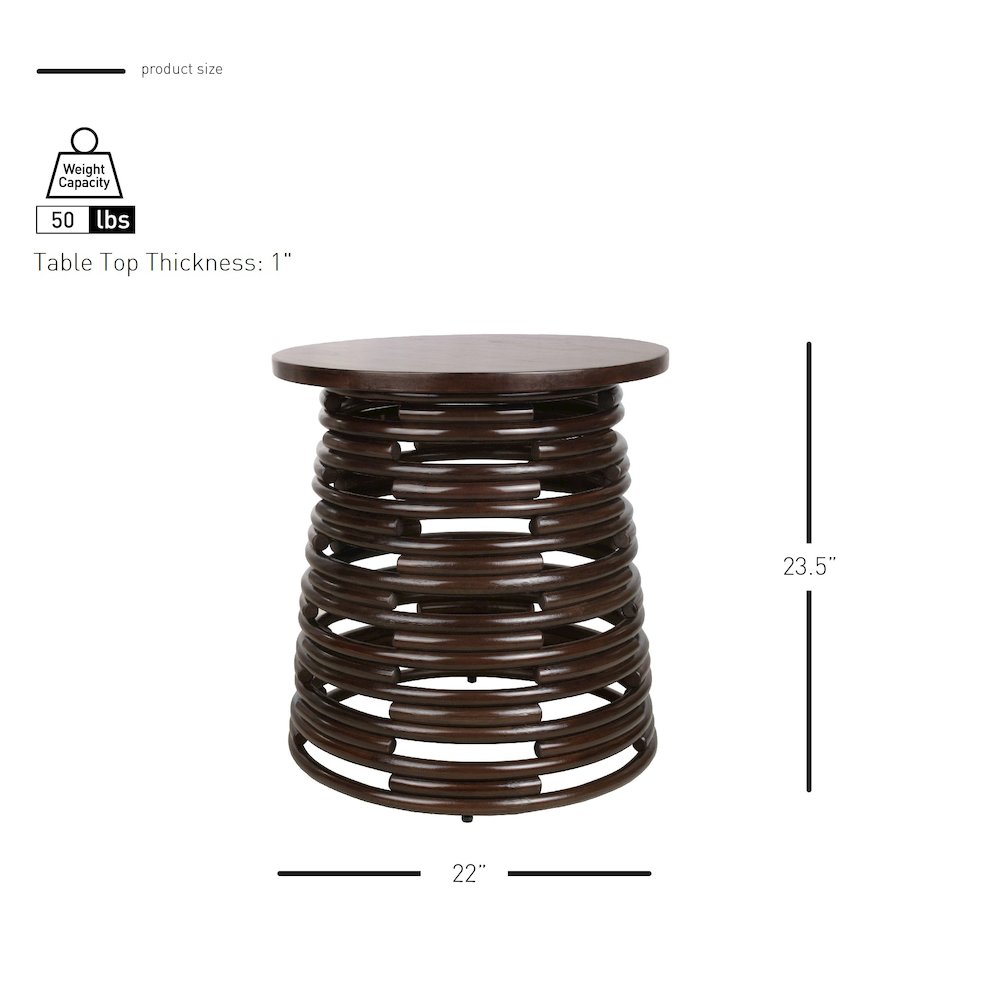 Zeke Rattan Side/End Table with Wood Top. Picture 5