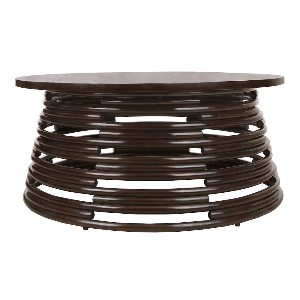 Zeke Rattan Coffee Table with Wood Top. Picture 1