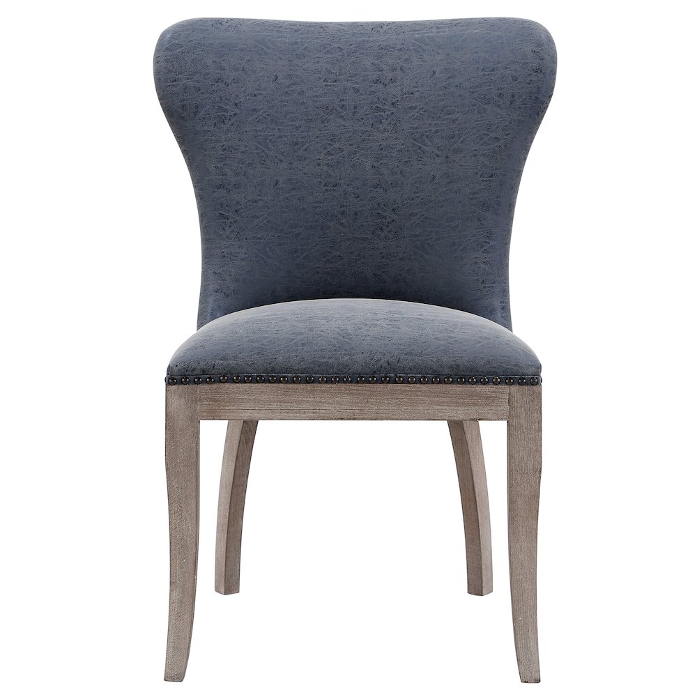 Dorsey Faux Leather Dining Side Chair Drift Wood Legs, (Set of 2). Picture 2
