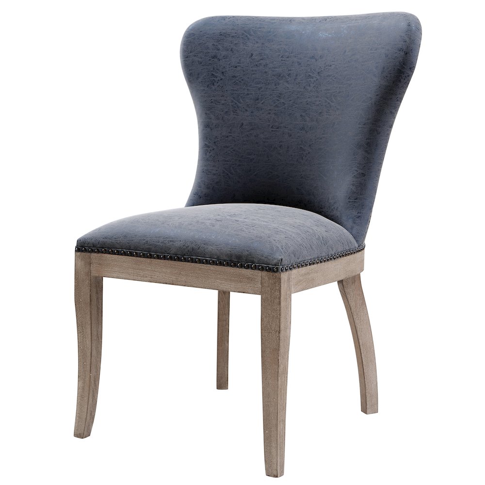 Dorsey Faux Leather Dining Side Chair Drift Wood Legs, (Set of 2). Picture 1