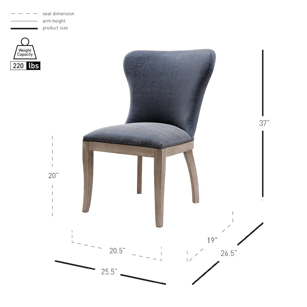 Dorsey Faux Leather Dining Side Chair Drift Wood Legs, (Set of 2). Picture 8
