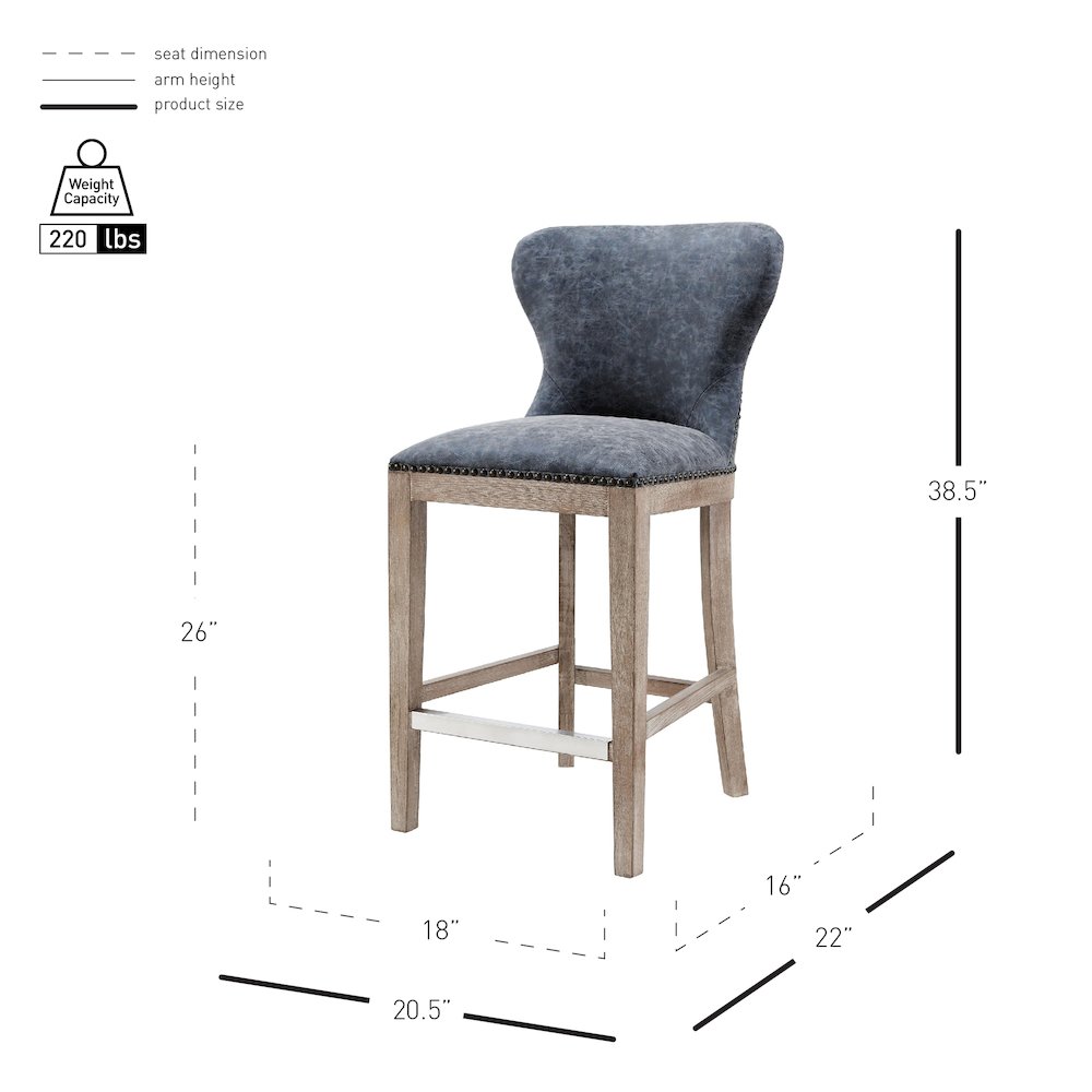 Dorsey Faux Leather Counter Stool Drift Wood Legs. Picture 8