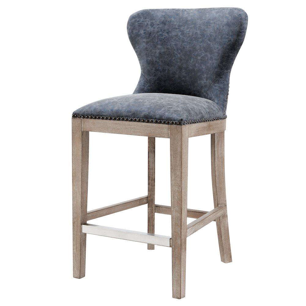 Dorsey Faux Leather Counter Stool Drift Wood Legs. Picture 1
