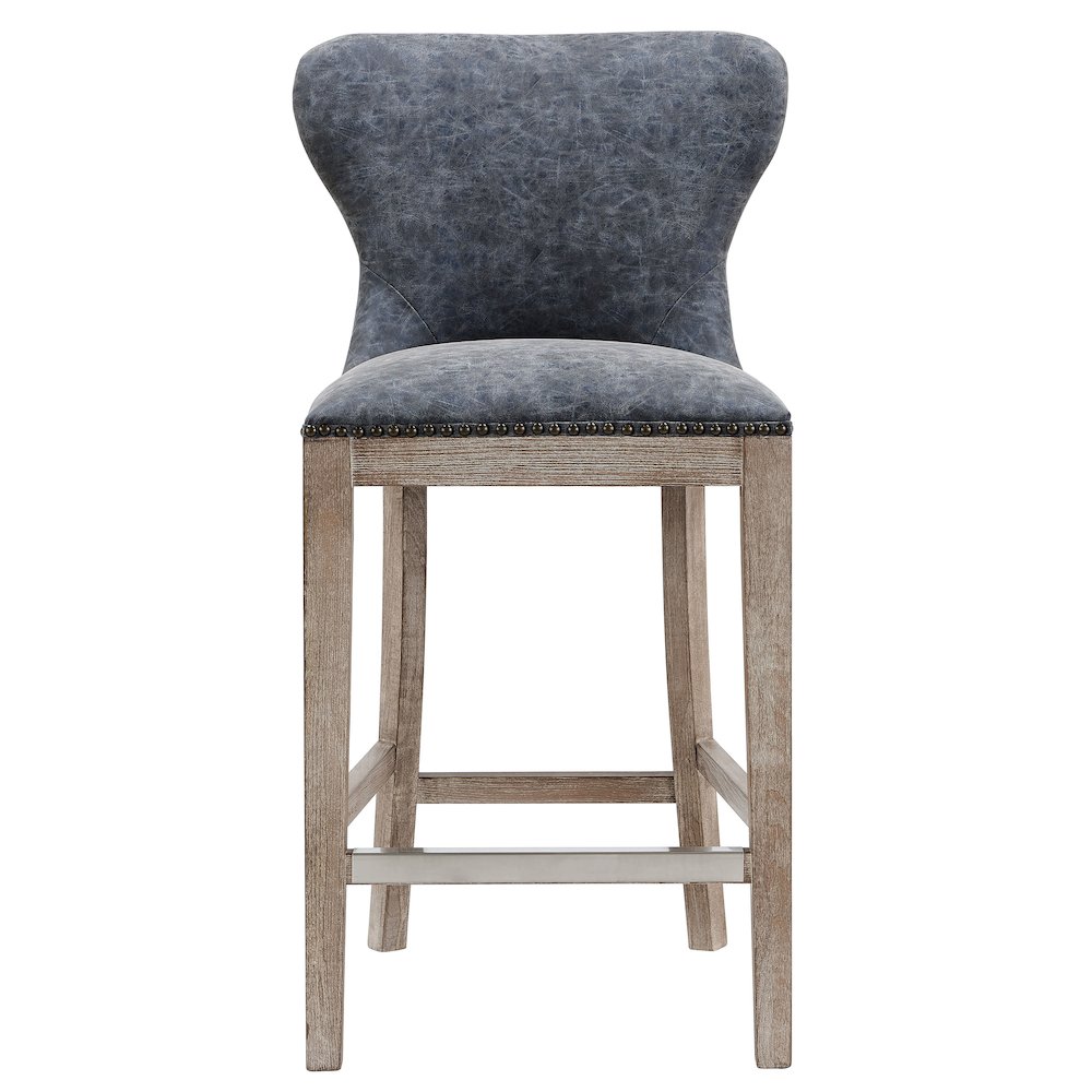 Dorsey Faux Leather Counter Stool Drift Wood Legs. Picture 2