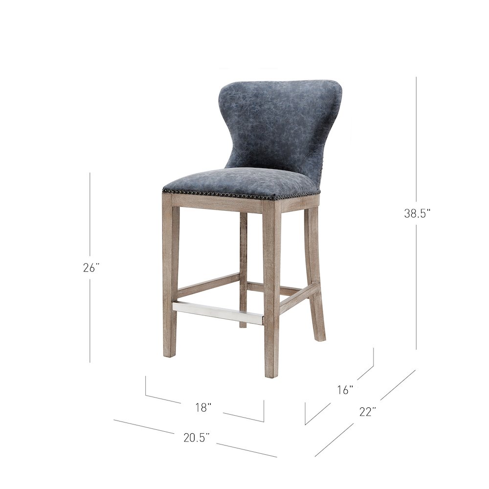 Dorsey Faux Leather Counter Stool Drift Wood Legs. Picture 9