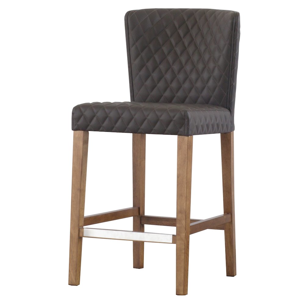 Albie Diamond Stitching Faux Leather Counter Stool. Picture 1