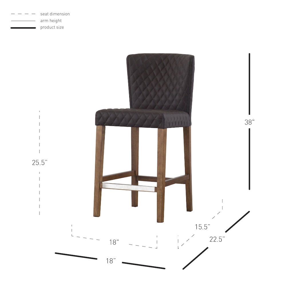Albie Diamond Stitching Faux Leather Counter Stool. Picture 8