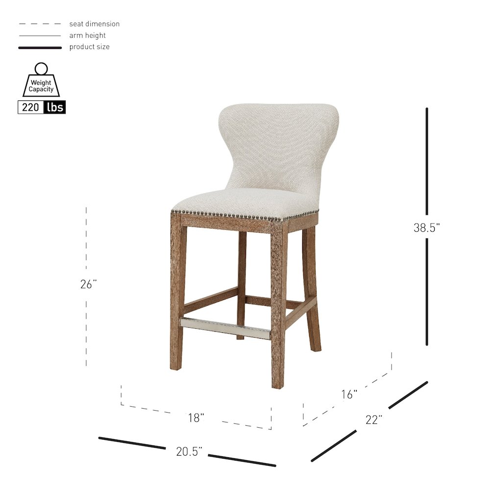 Dorsey Fabric Counter Stool Drift Wood Legs. Picture 10