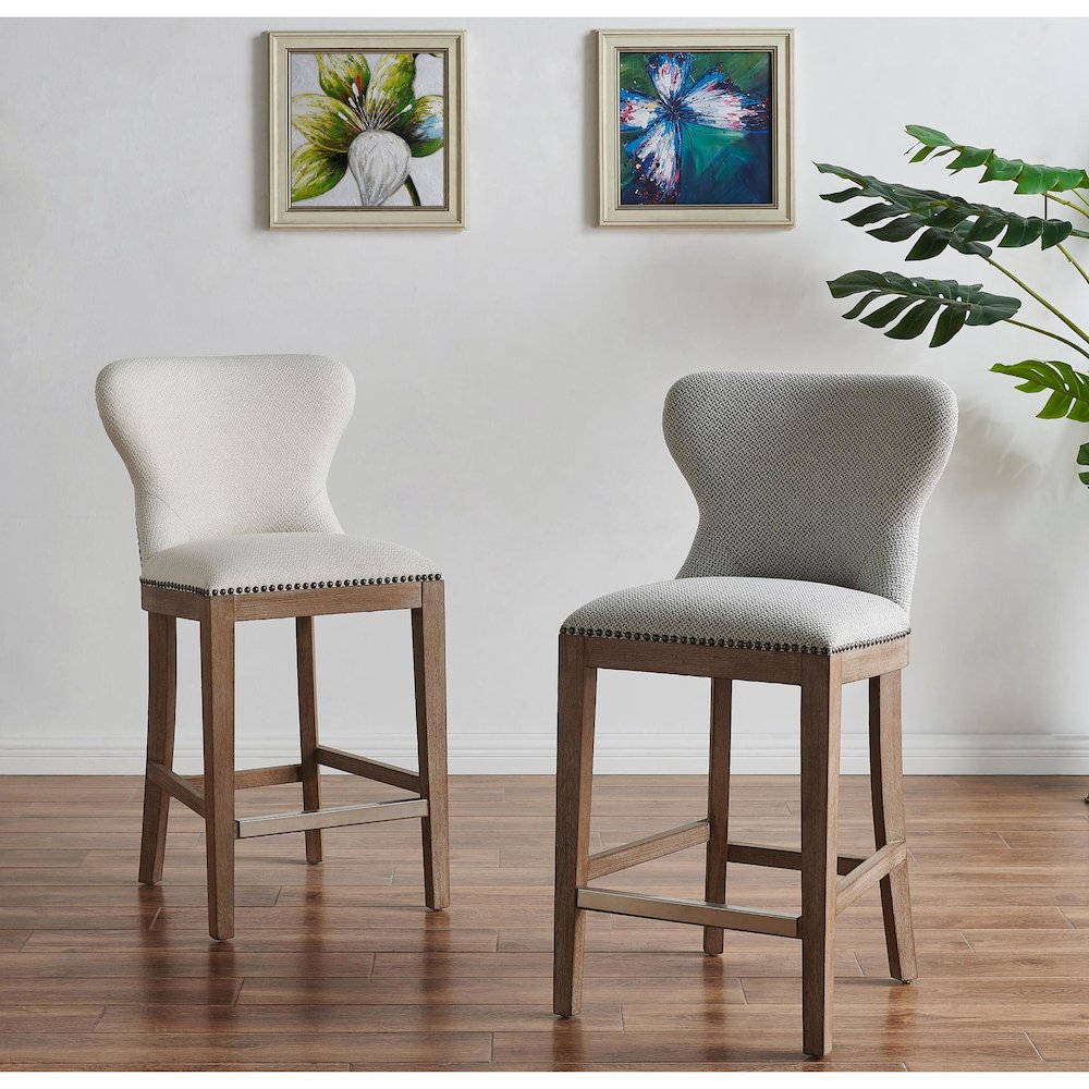 Dorsey Fabric Counter Stool Drift Wood Legs. Picture 8