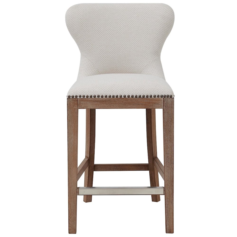 Dorsey Fabric Counter Stool Drift Wood Legs. Picture 1