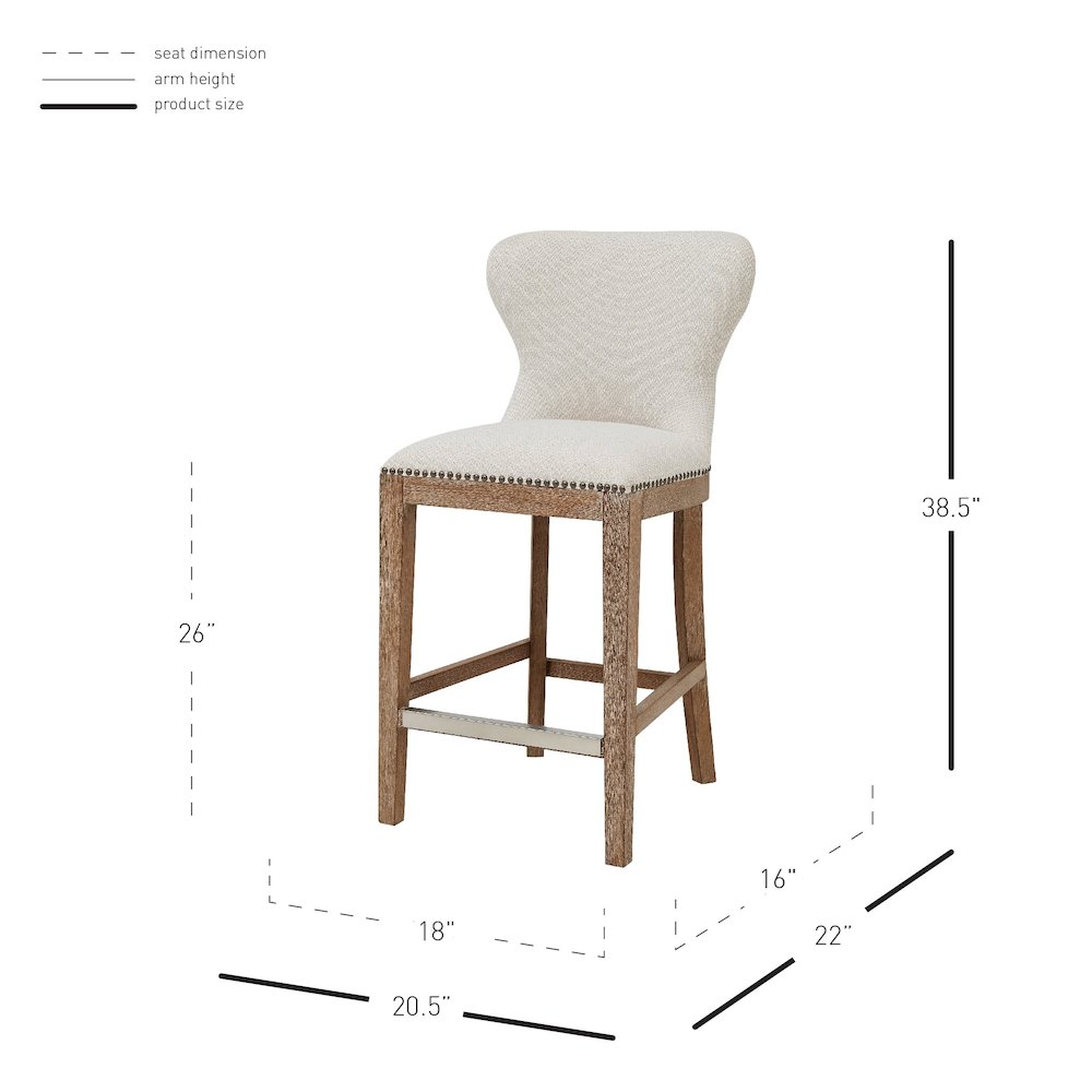 Dorsey Fabric Counter Stool Drift Wood Legs. Picture 11