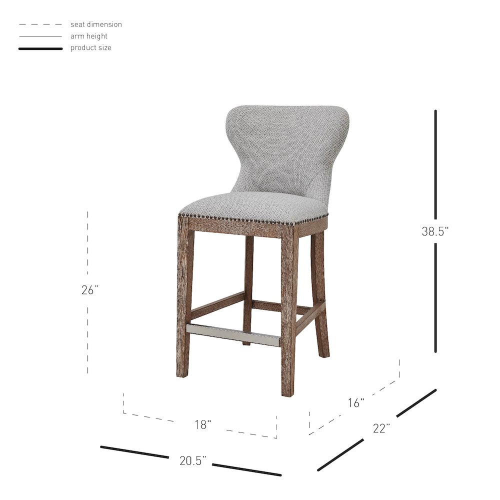 Dorsey Fabric Counter Stool Drift Wood Legs. Picture 11