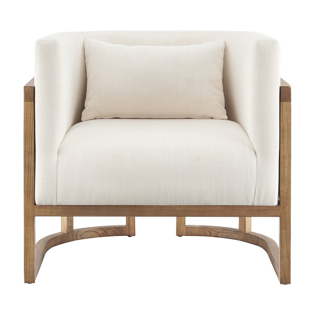 Velma Linen Accent Arm Chair w/ Rattan. Picture 2