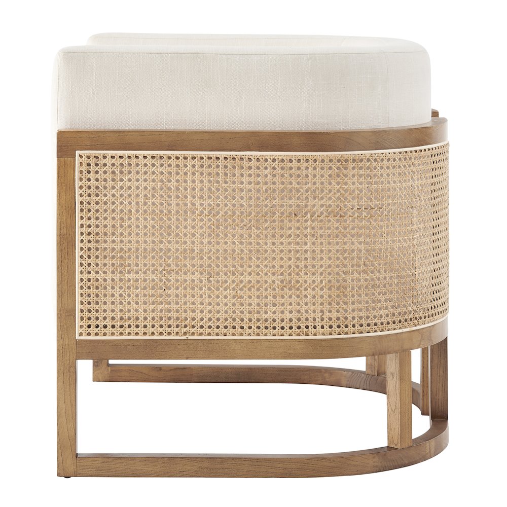 Velma Linen Accent Arm Chair w/ Rattan. Picture 3