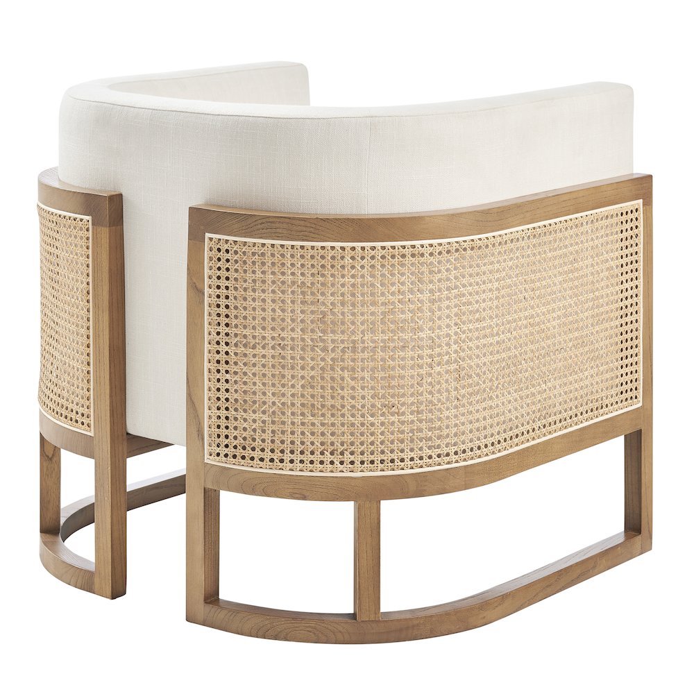 Velma Linen Accent Arm Chair w/ Rattan. Picture 5