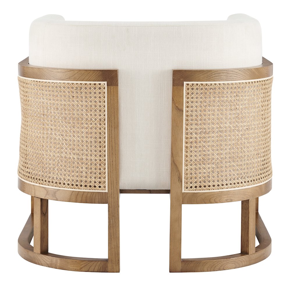 Velma Linen Accent Arm Chair w/ Rattan. Picture 4