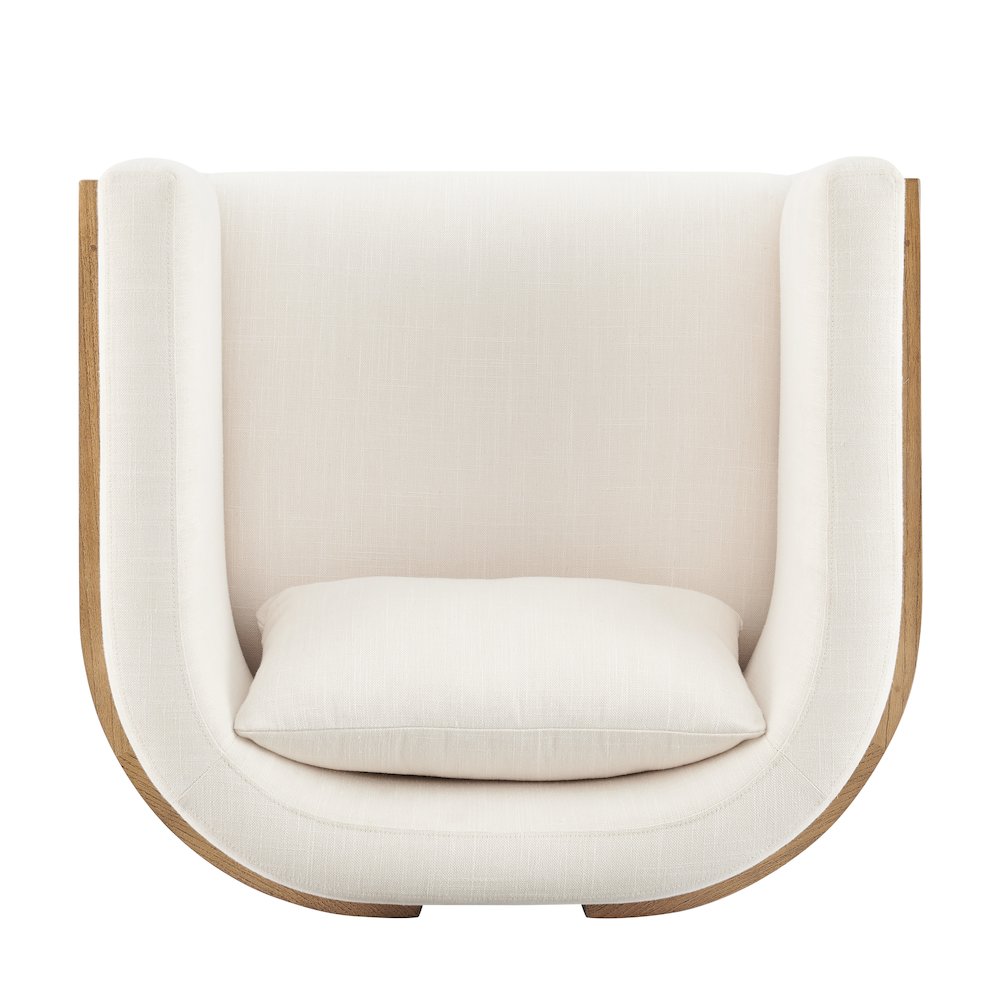 Velma Linen Accent Arm Chair w/ Rattan. Picture 6
