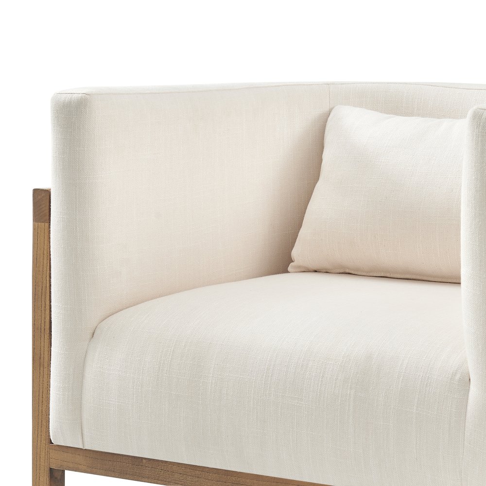 Velma Linen Accent Arm Chair w/ Rattan. Picture 7