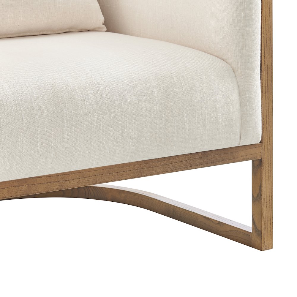 Velma Linen Accent Arm Chair w/ Rattan. Picture 8