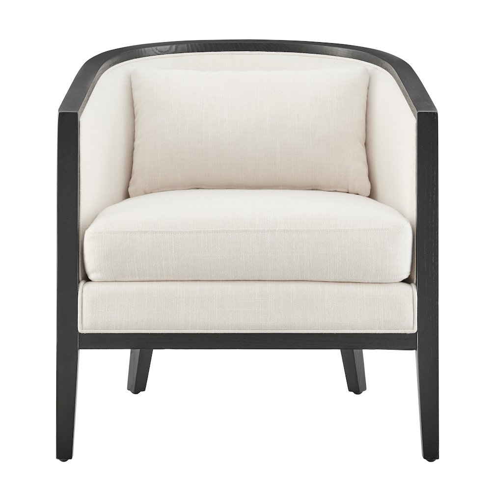 Tillman Linen Accent Arm Chair w/ Rattan. Picture 2